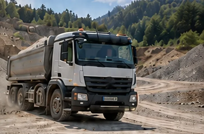 LKW mit Kippmulde in der Schottergrube